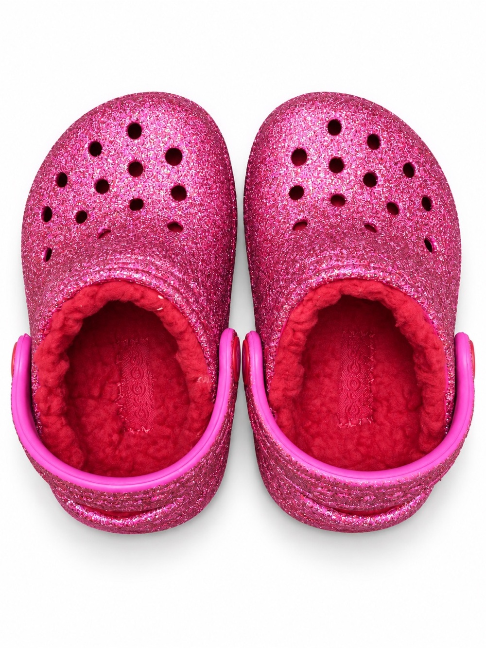 Crocs Toddler Girls Pink Glitter Fleece Lined Clogs Size C4